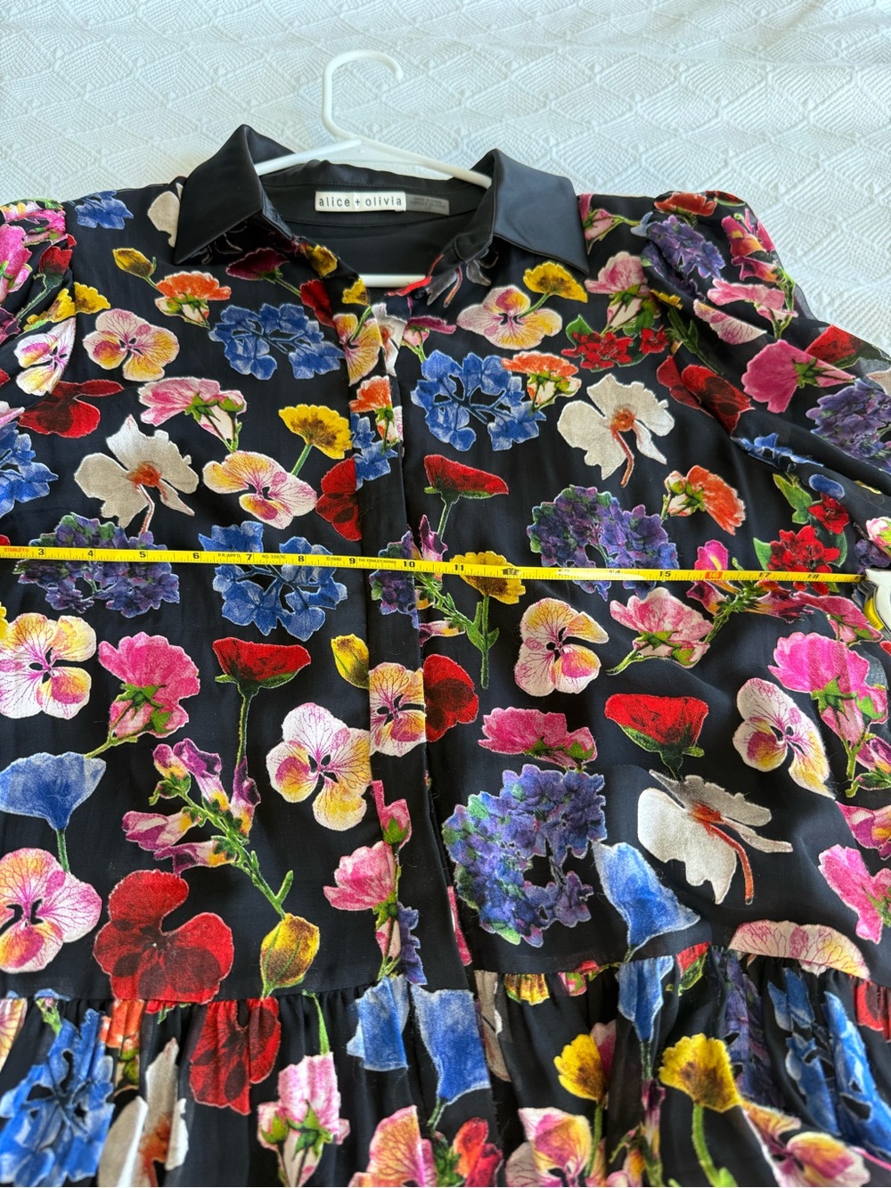 alice + olivia Black Floral Shirt Dress - Picture 8 of 8